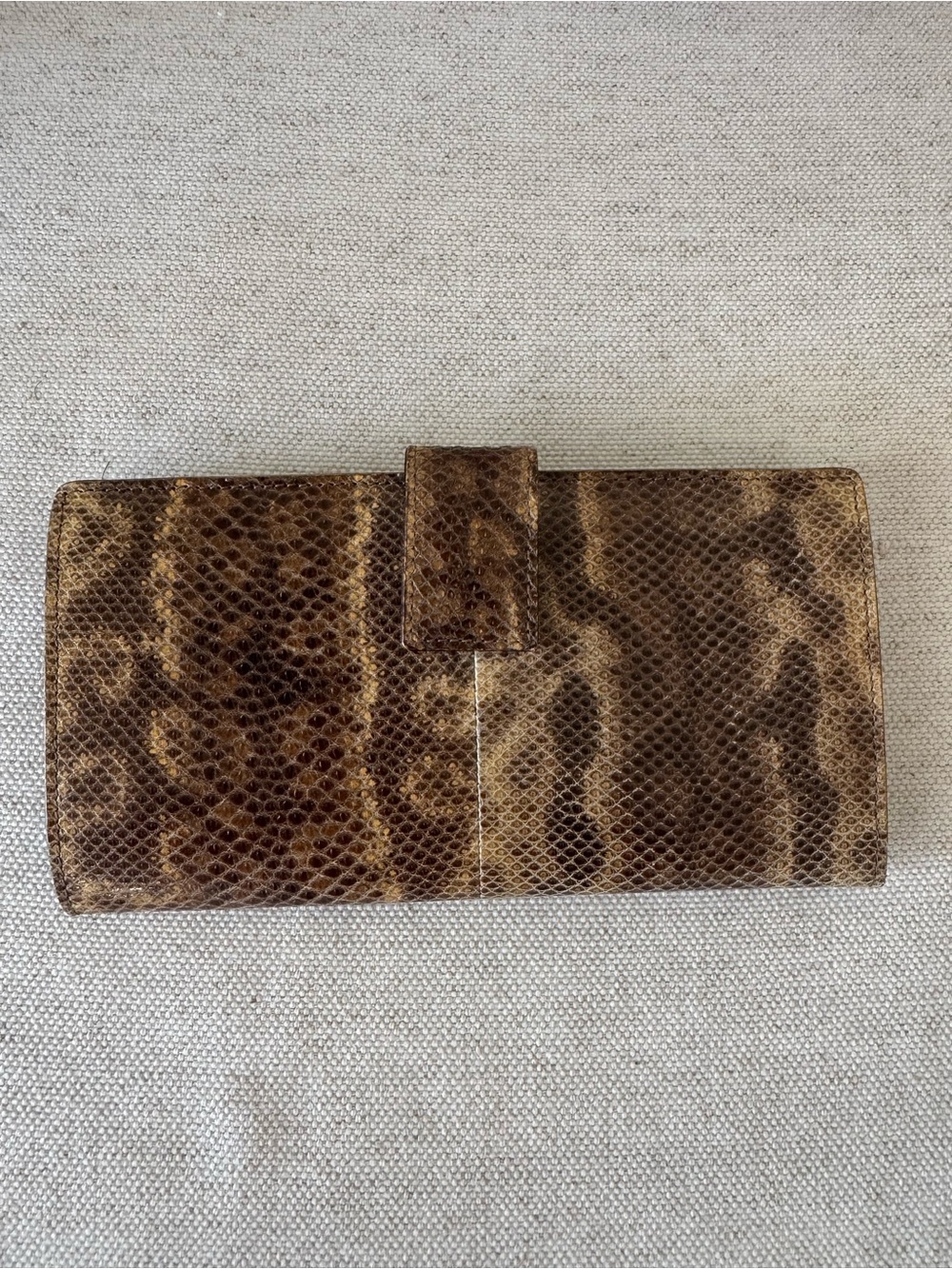 Authentic Gucci Genuine Snakeskin Vintage Neutral Envolope Brown Clutch Wallet - Picture 6 of 16